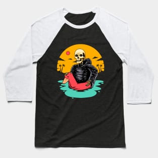 Grim Reaper Enjoys the Sea by Riding a Duck Float Baseball T-Shirt